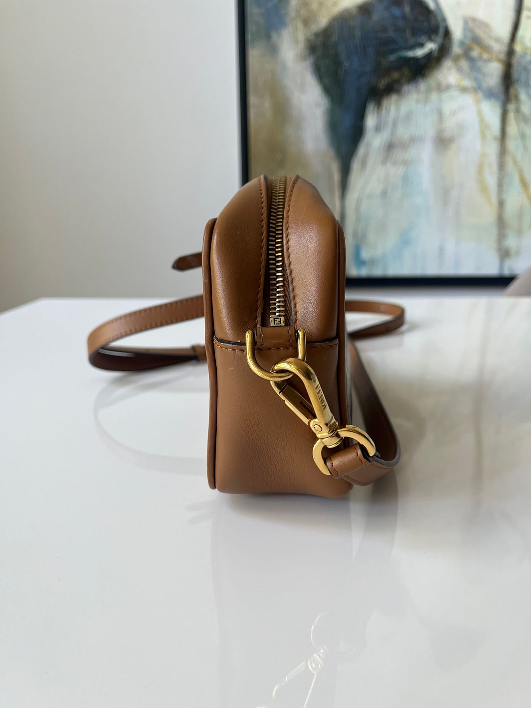 Fendi FF Logo Stamp Camera Bag Zucca Coated Canvas Small