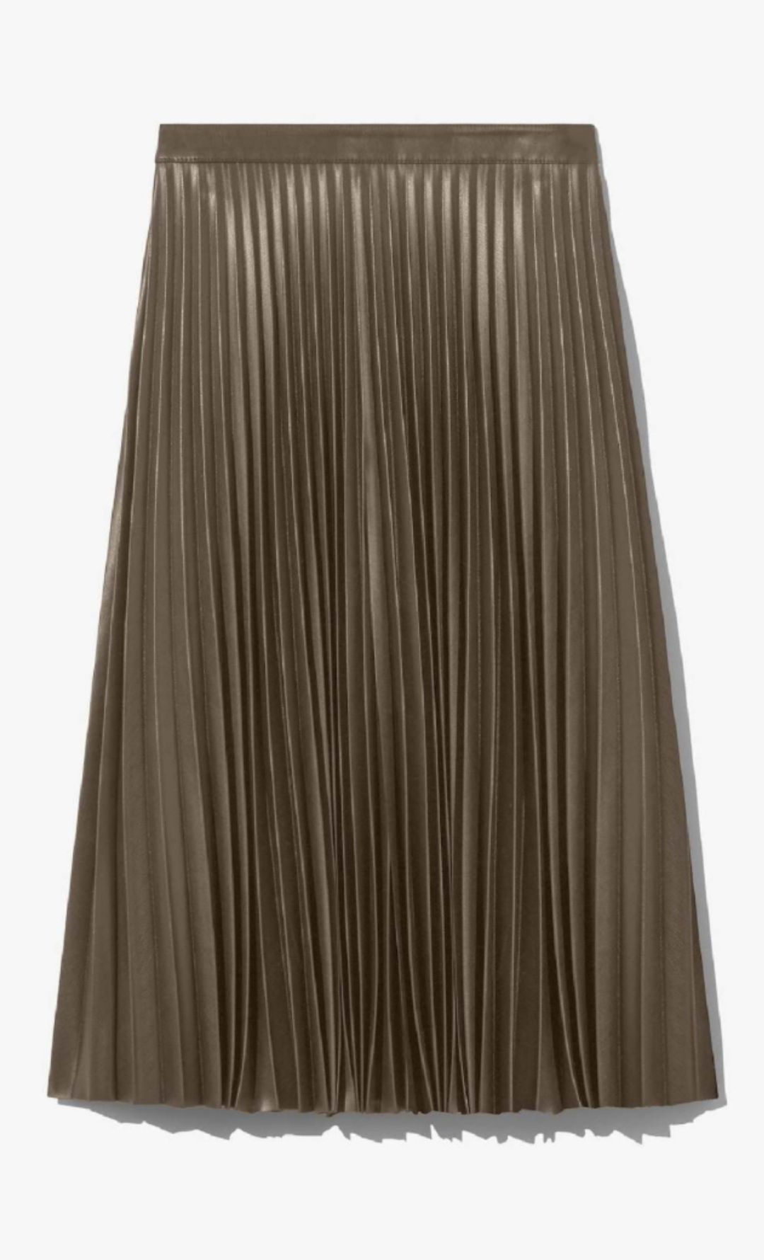 Faux Leather Pleated Midi Skirt