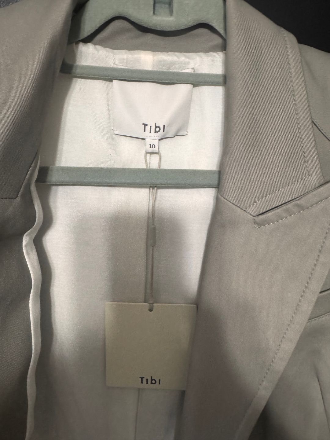 NWT Tibi Size 10 Cotton Twill Oversized Blazer Gray Contrast Back Piping New