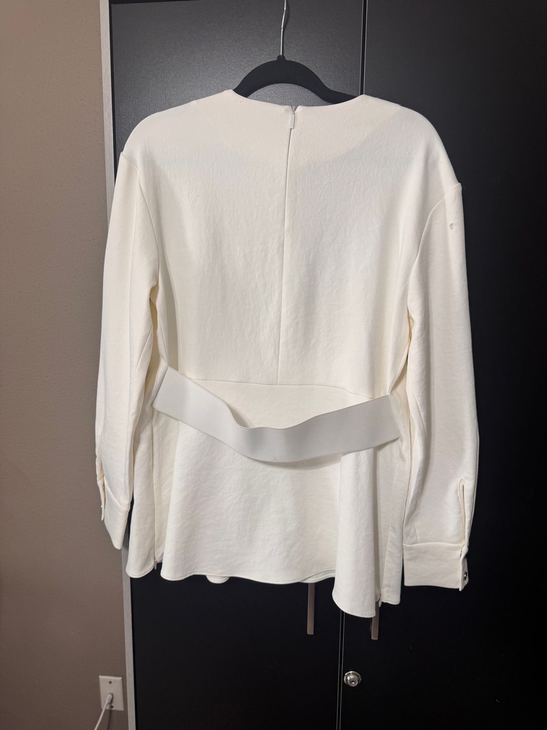 Belted Crepe Peplum Top