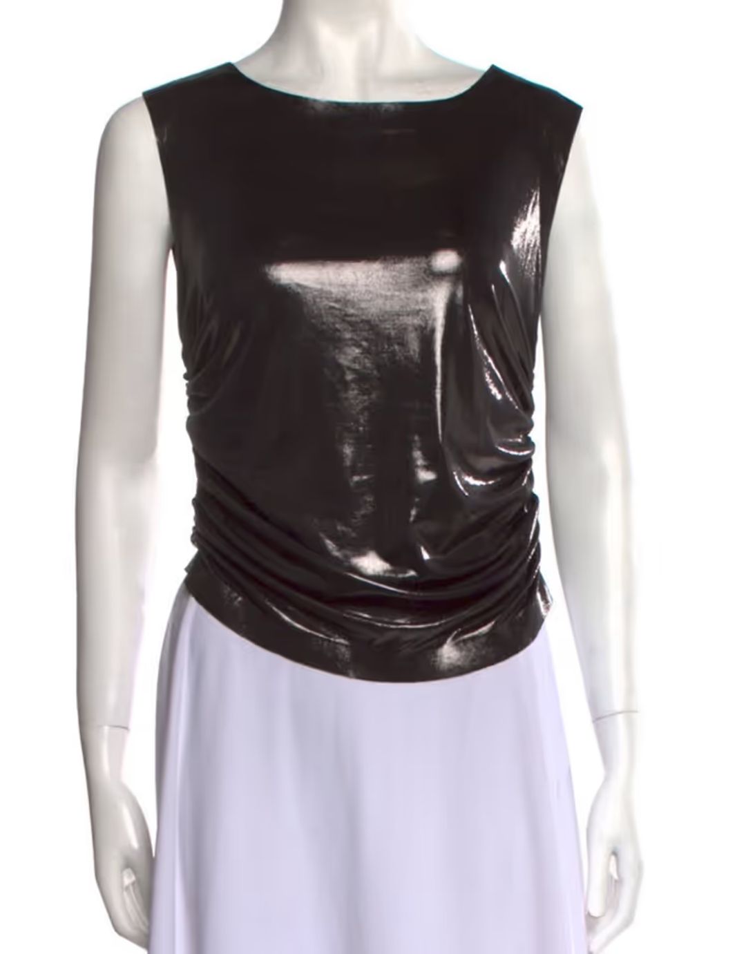 Sleeveless Shirred Top in Dark Silver