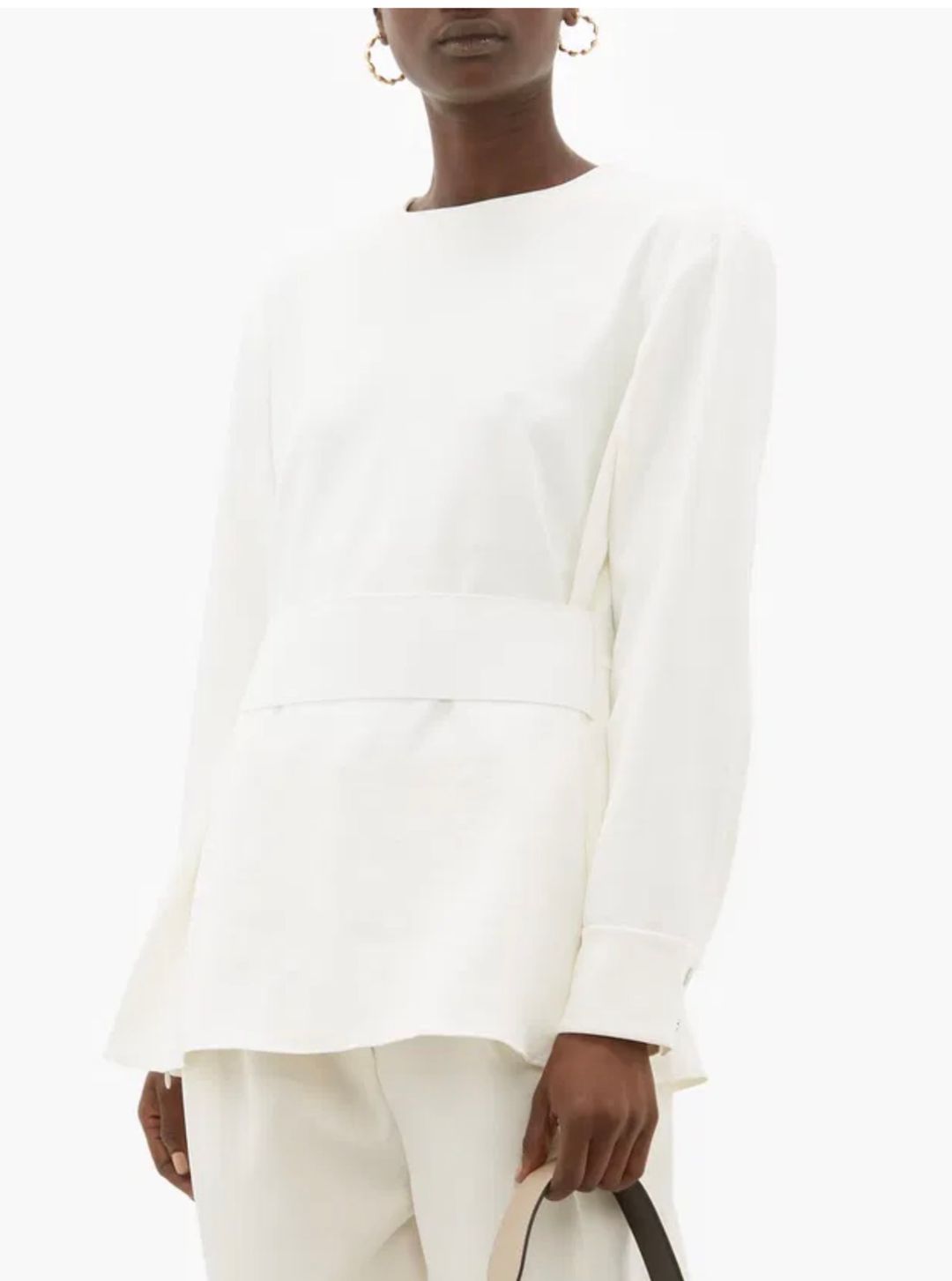 Belted Crepe Peplum Top