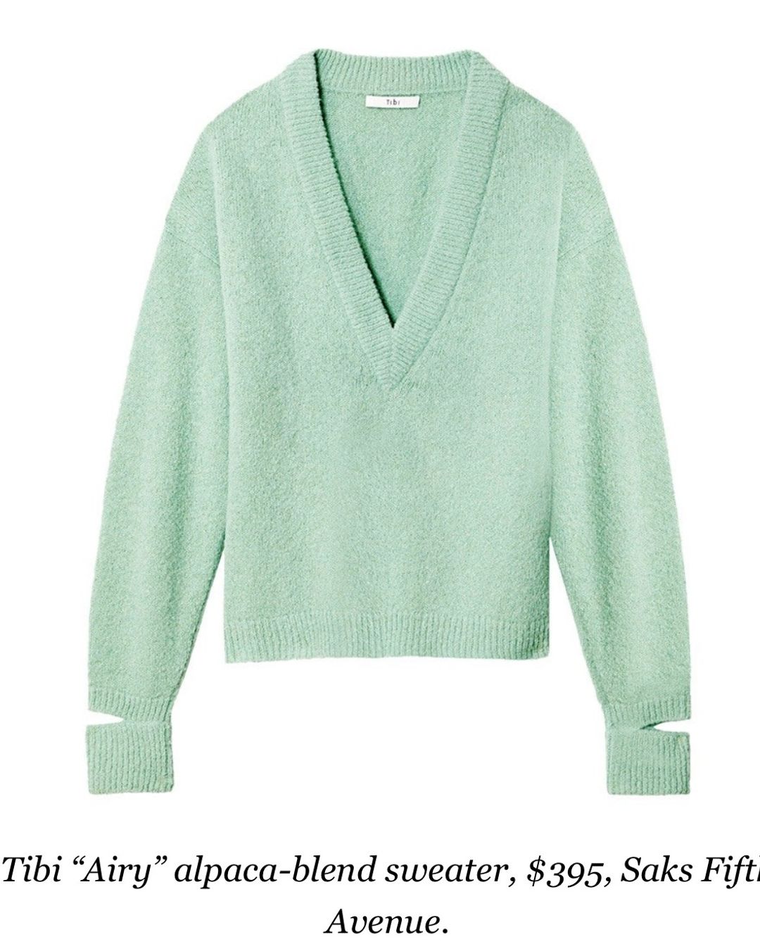Tibi V-Neck Airy Alpaca-Blend Sweater