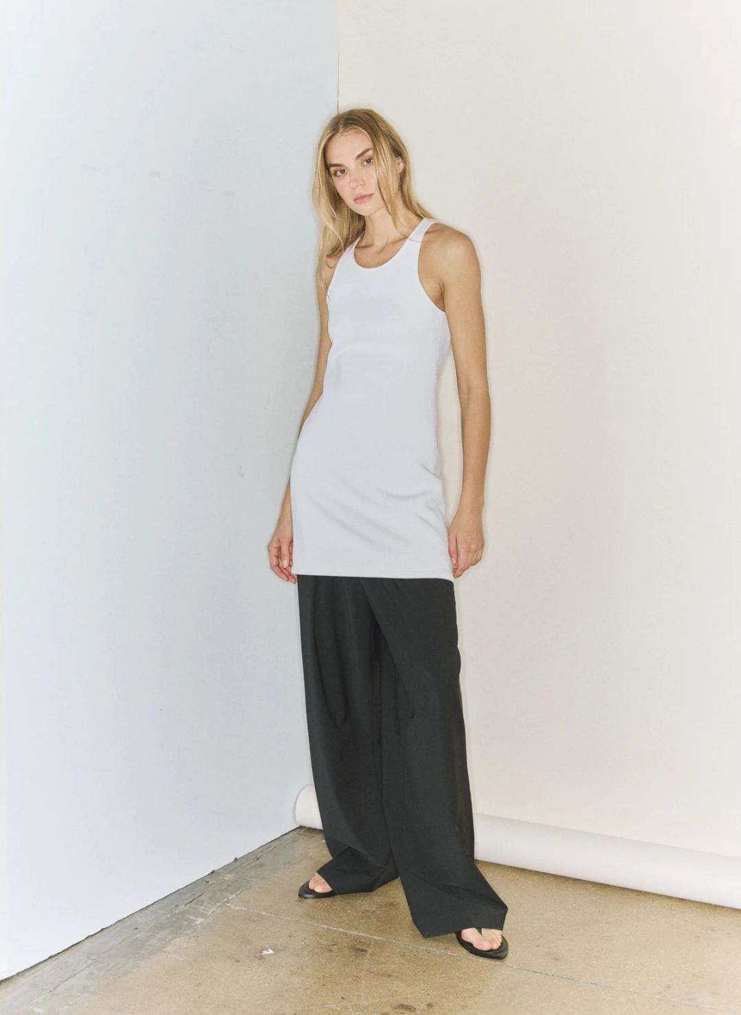 Bonded Viscose Sculpted Sleeveless Tunic Tank