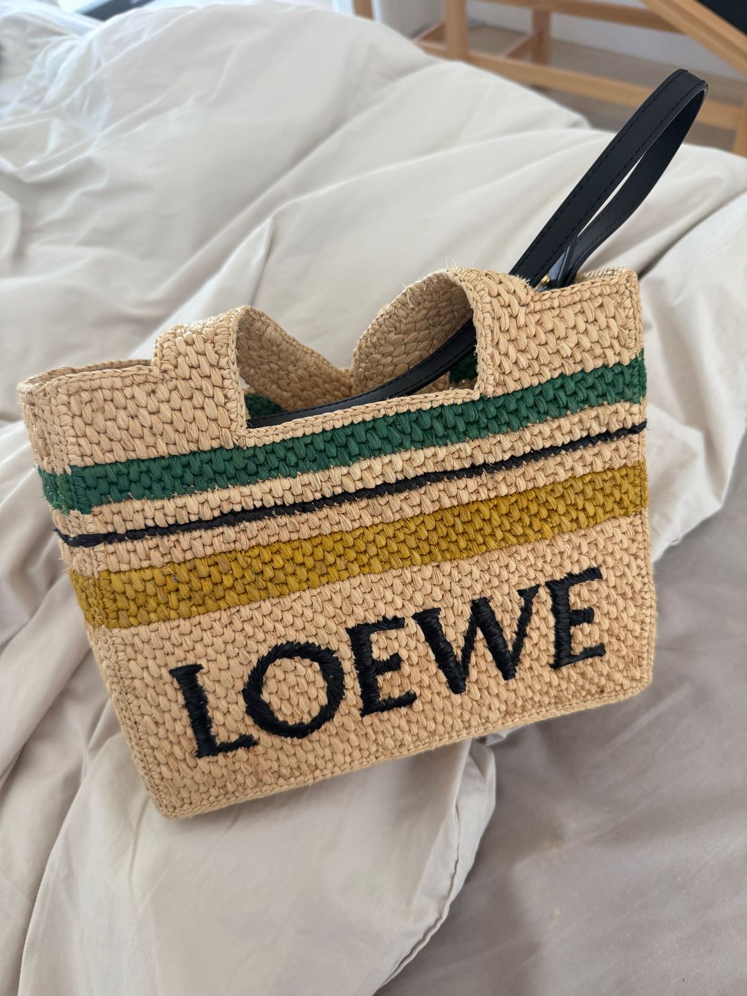 Striped woven bag