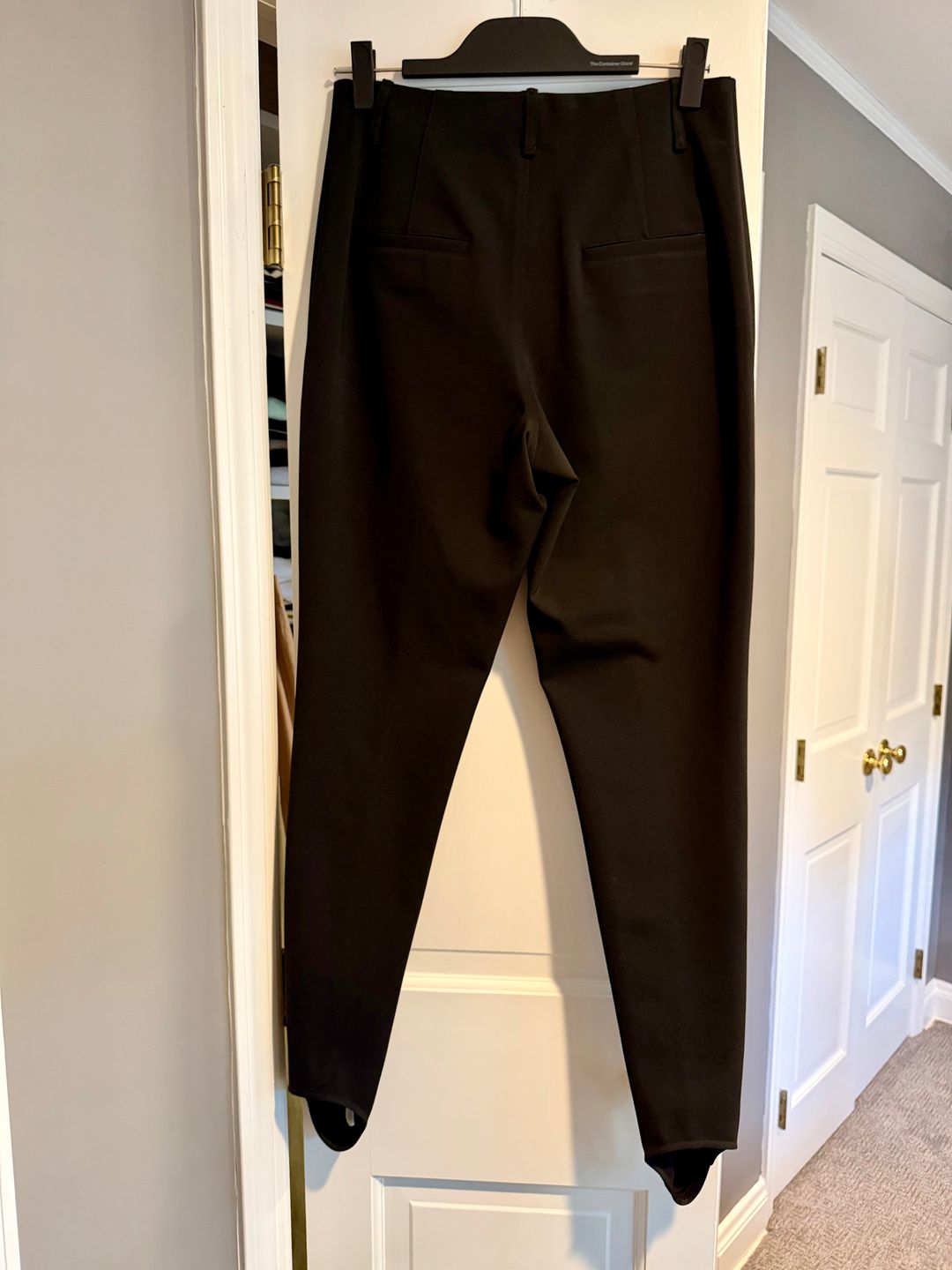 Clara Stirrup Trouser in Black Stretch-Knit Suiting