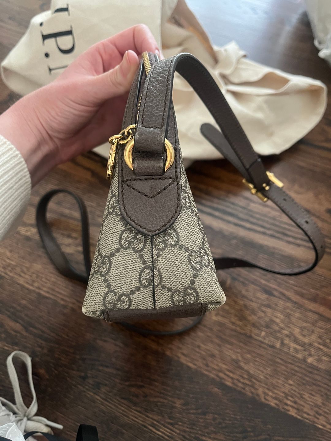 Gucci Ophidia textured leather-trimmed printed coated-canvas shoulder bag