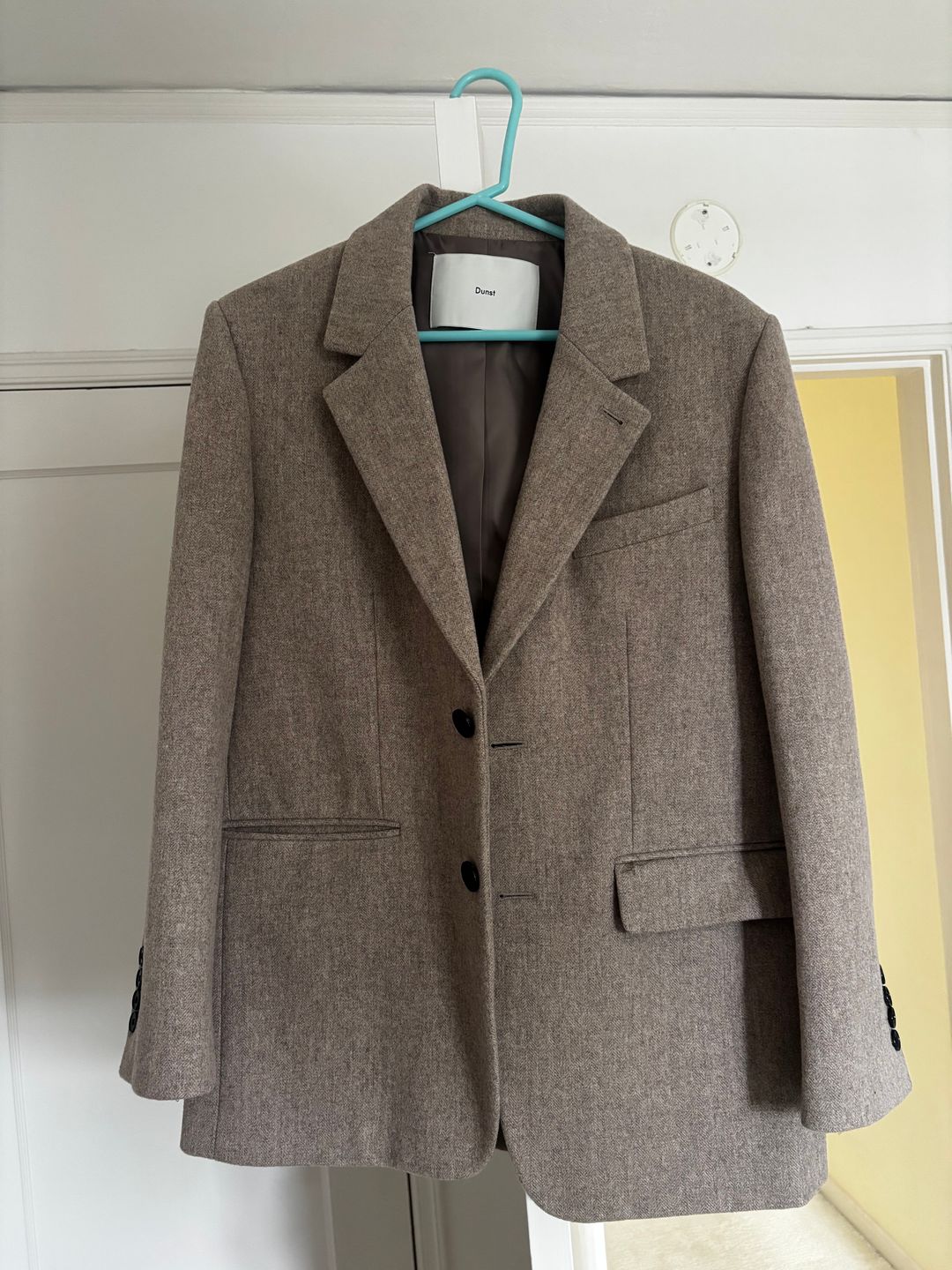 Unisex New Classic 2 Button Wool Blazer (Oatmeal Herringbone