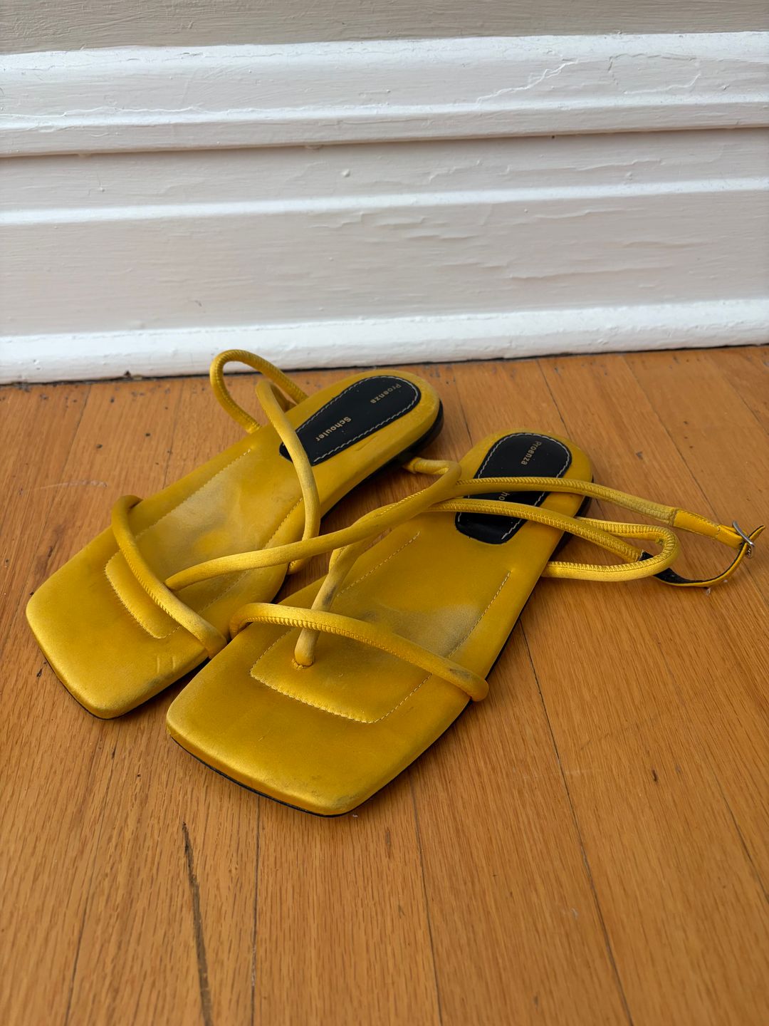 Yellow strappy sandals