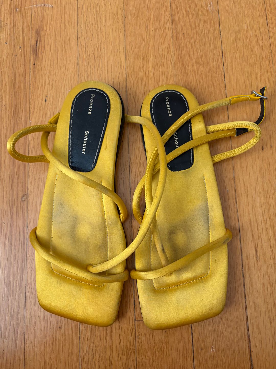 Yellow strappy sandals
