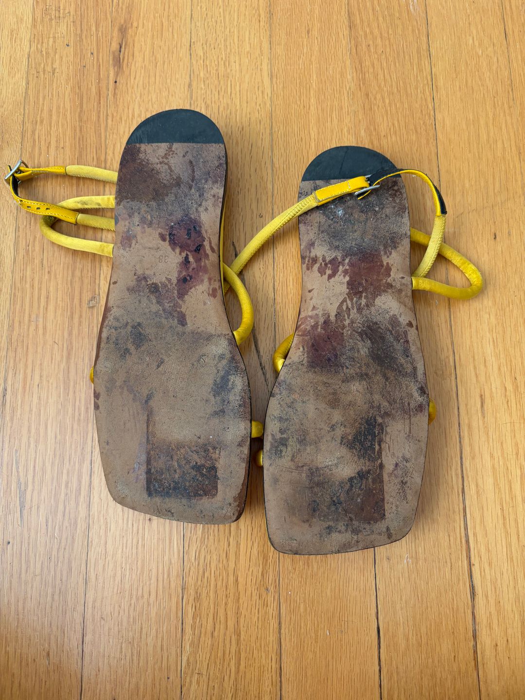 Yellow strappy sandals