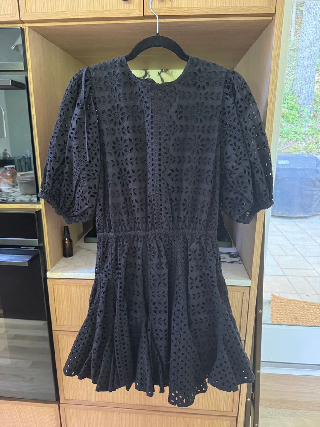 Rhode Rhode black eyelet backless dress with flared hem