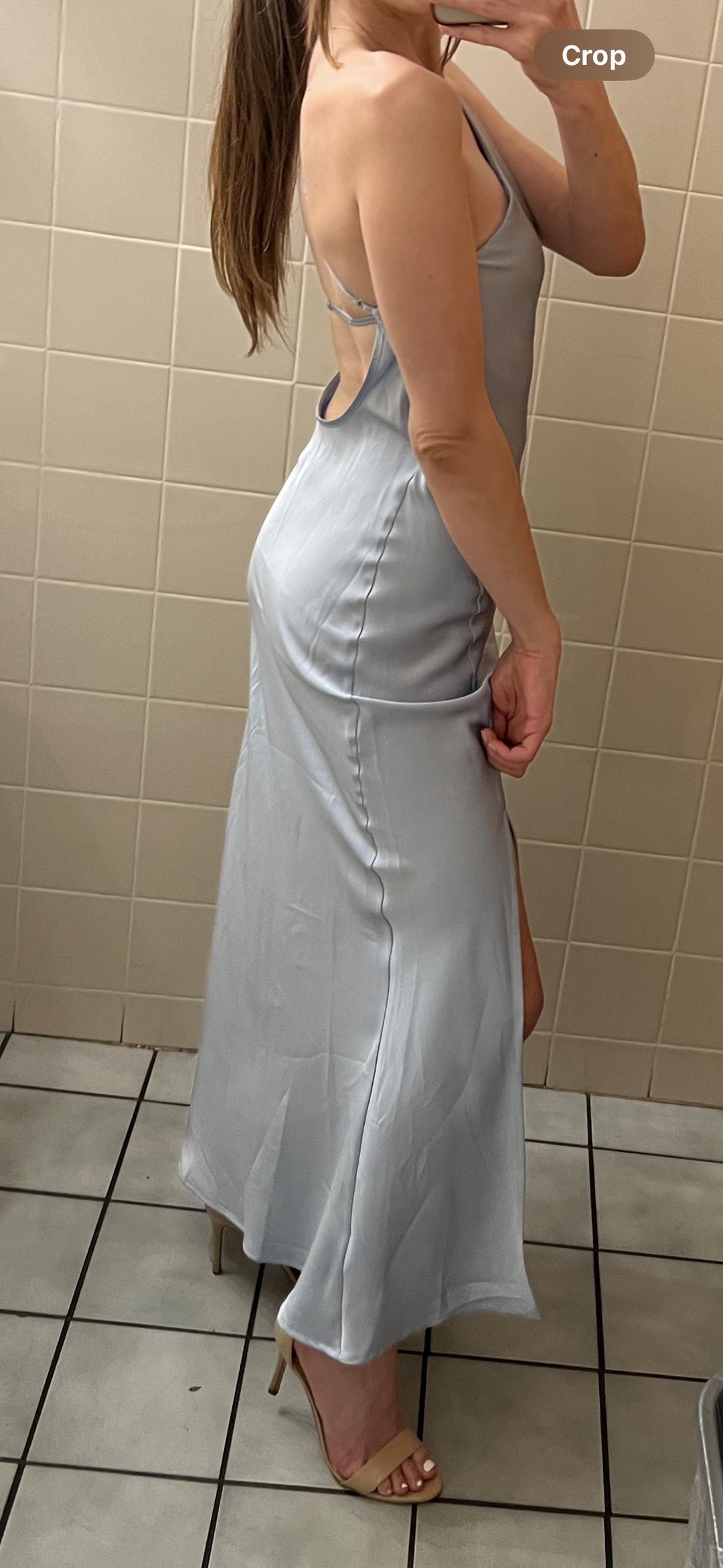 The Evangeline One Shoulder Satin Maxi Dress Blue