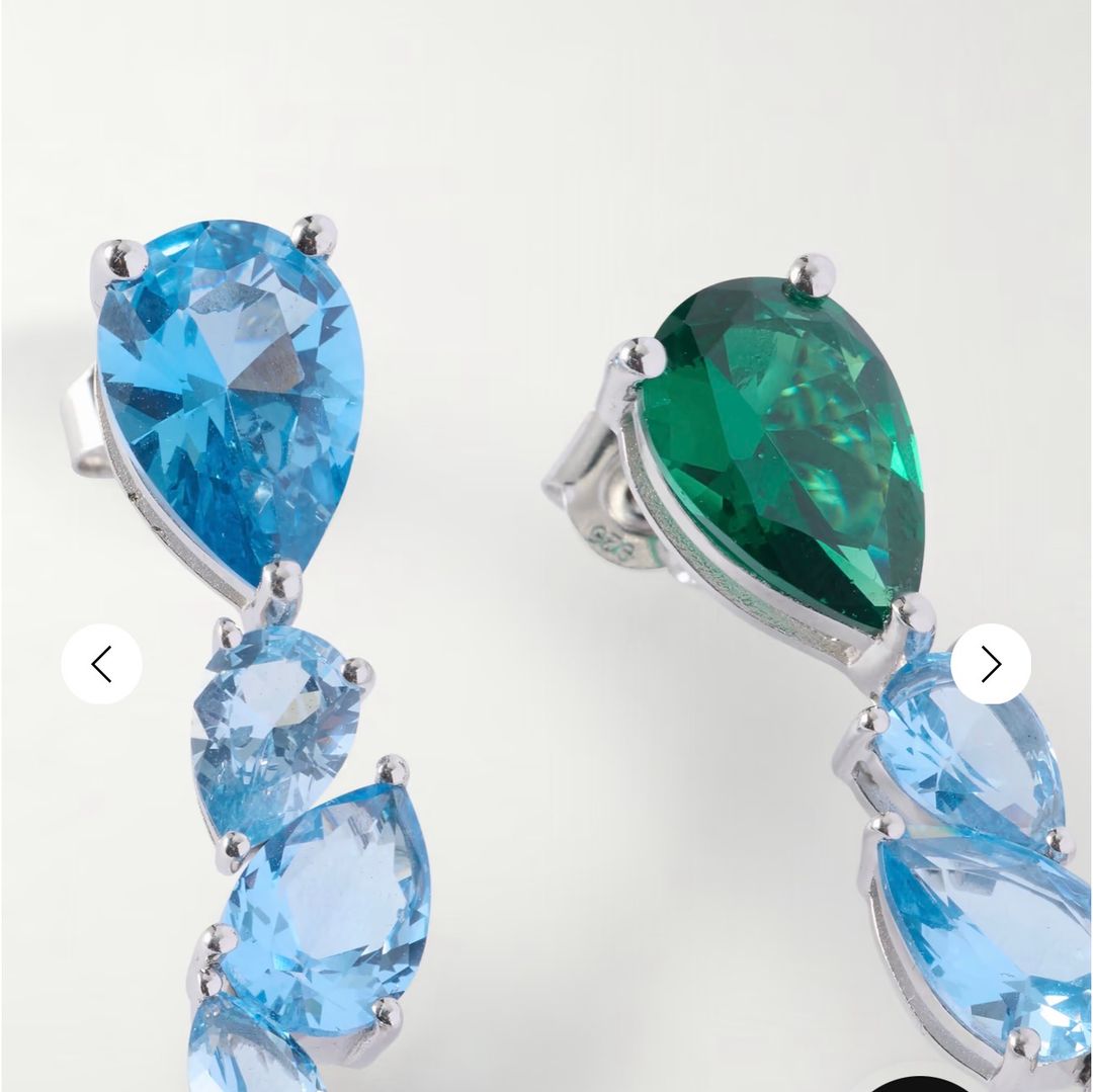Green Cubic Zirconia & Synthetic Spinel Mismatched Drop Earrings