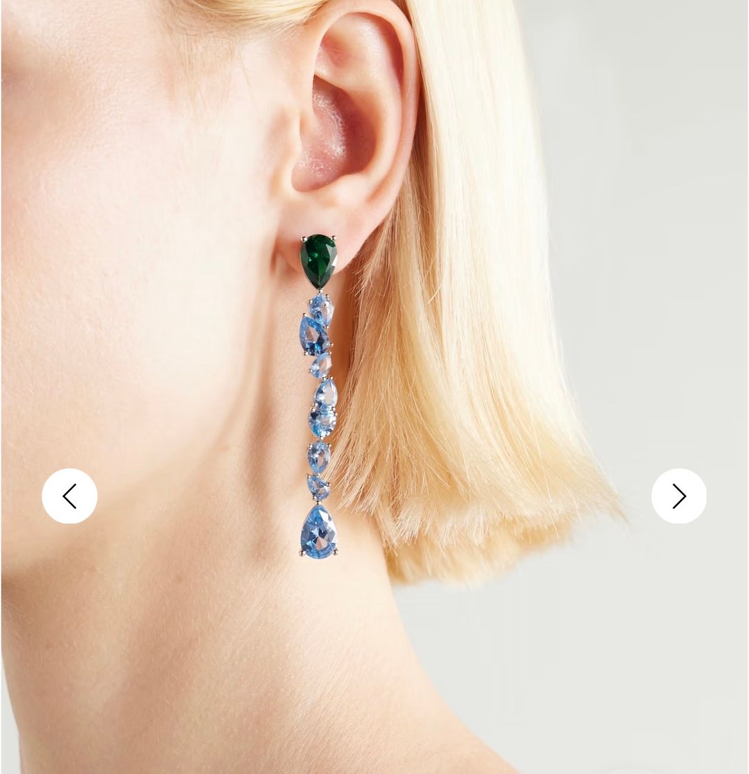 Green Cubic Zirconia & Synthetic Spinel Mismatched Drop Earrings