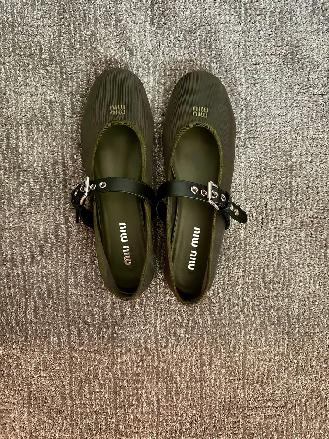 Mesh Buckle Mary-Jane Ballerina Flats
