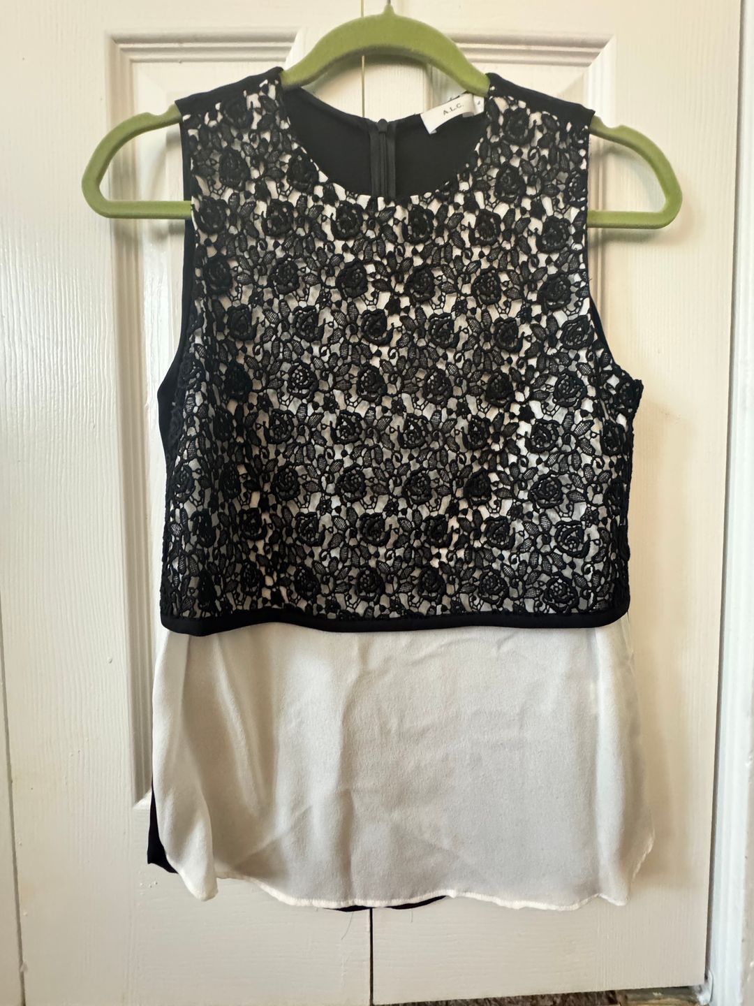 Black lace, 100% Silk Blouse