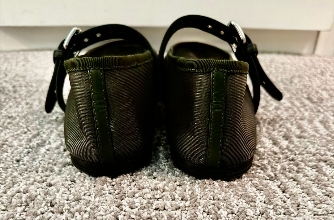 Mesh Buckle Mary-Jane Ballerina Flats