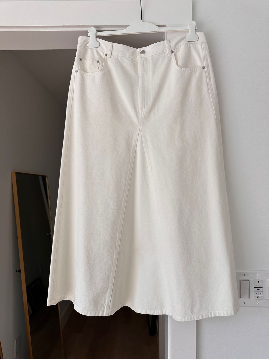 White Denim Godet maxi Skirt