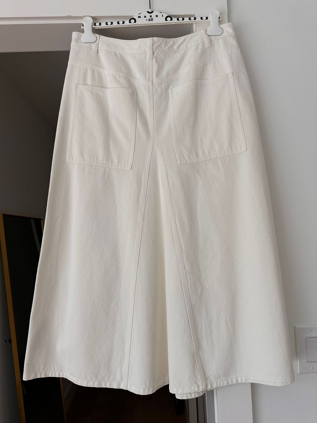White Denim Godet maxi Skirt