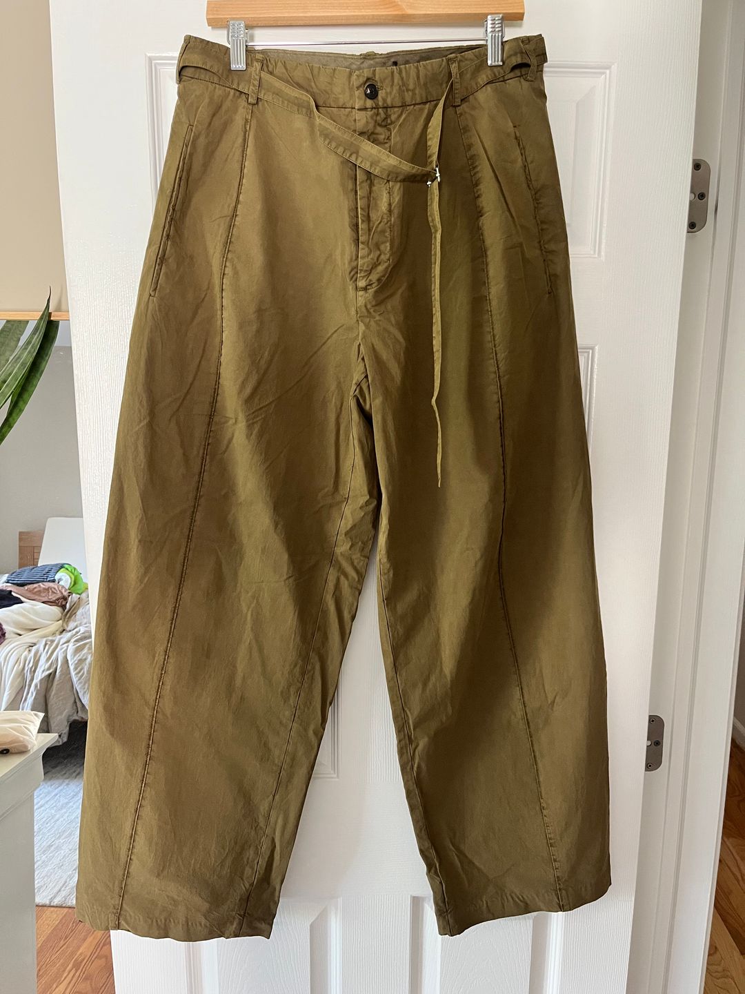 Drop Waist Pant in Cotton Twill - Olive