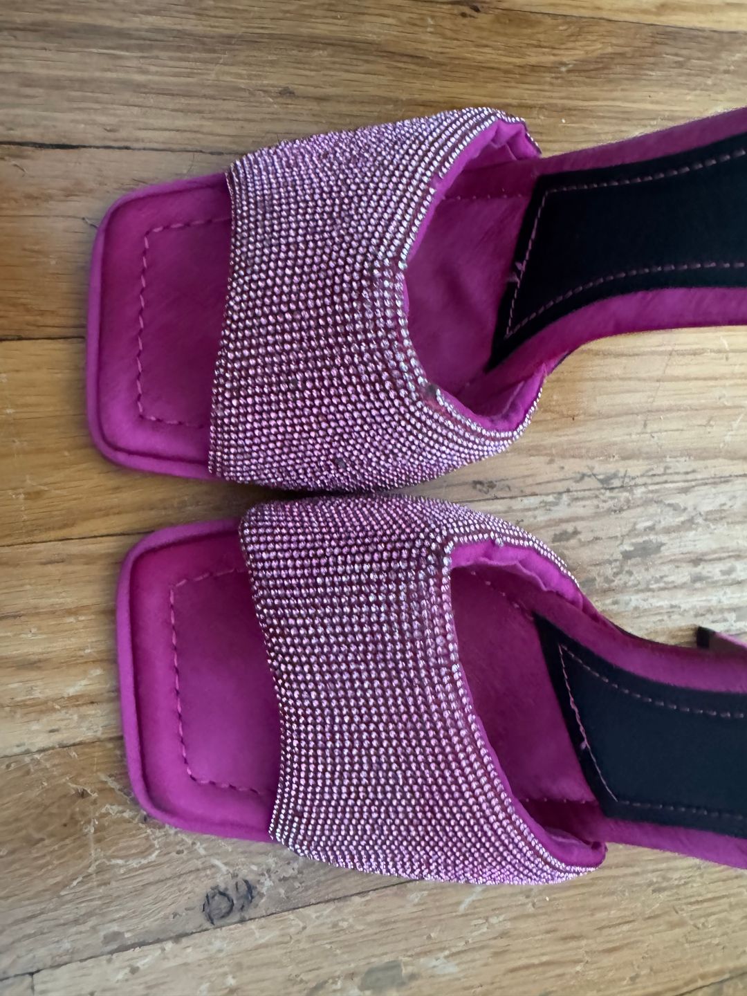 ASOS DESIGN Wide Fit Nessa embellished heeled mules in pink