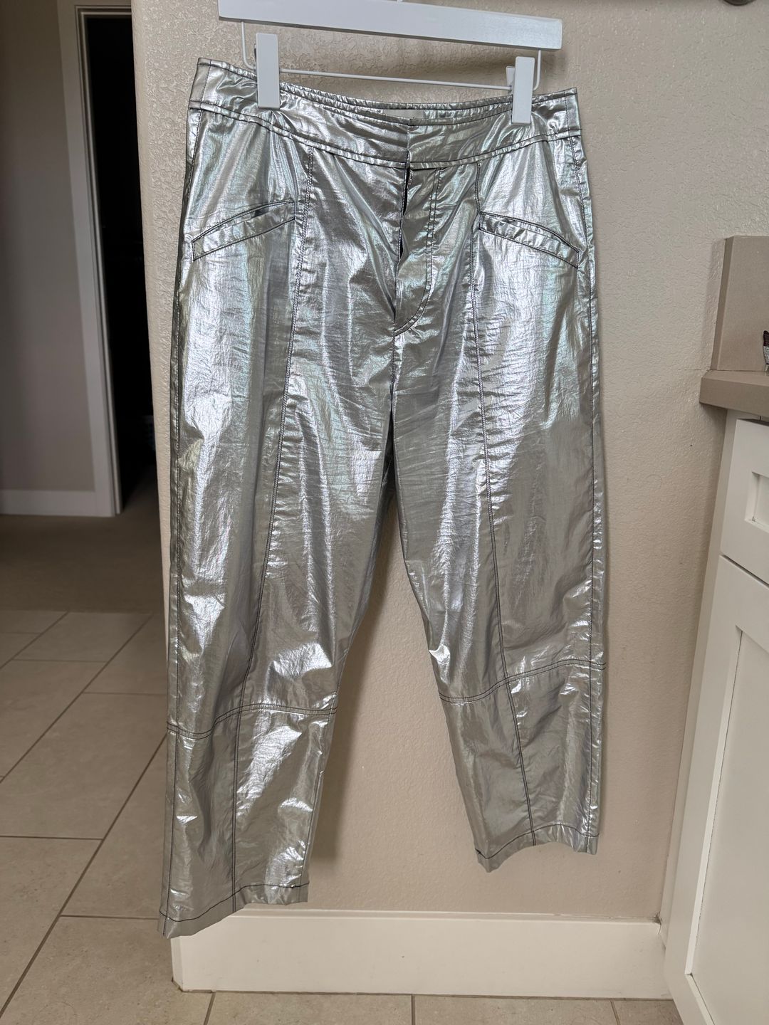 Isabel Marant Aude Silver Metallic pants
