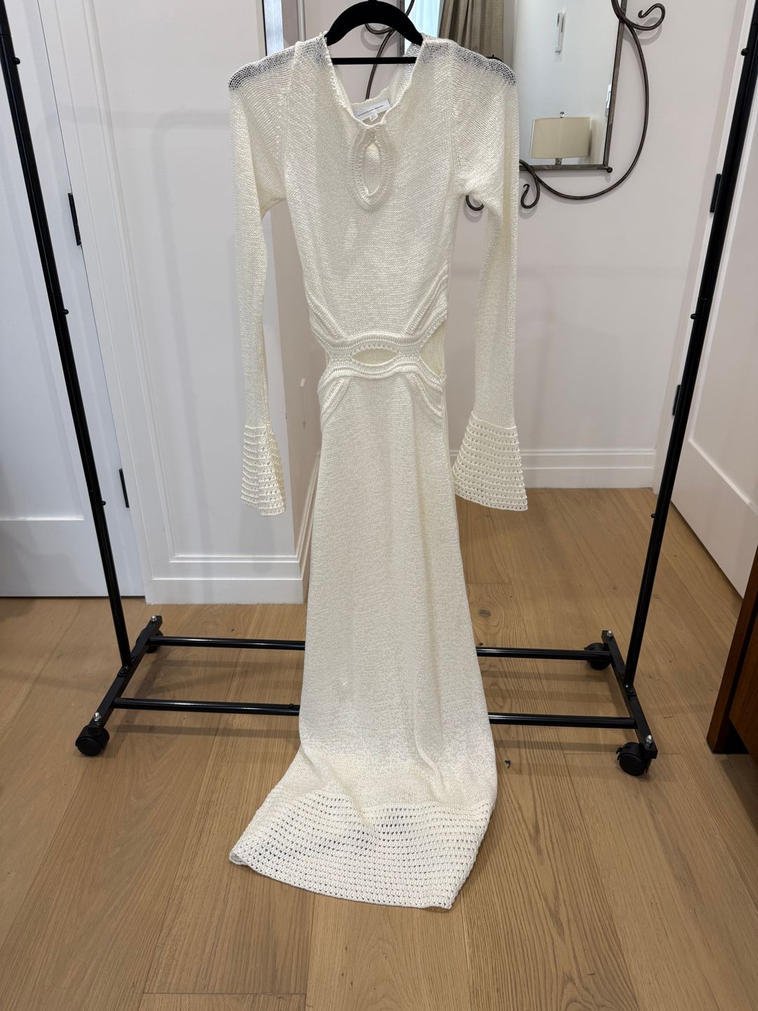 saoirse crochet-trim knit maxi dress