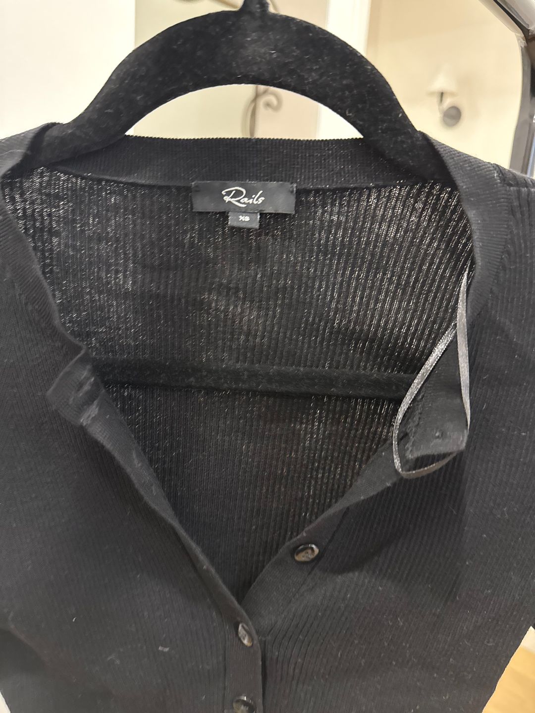 Black Ribbed Short Sleeve Top