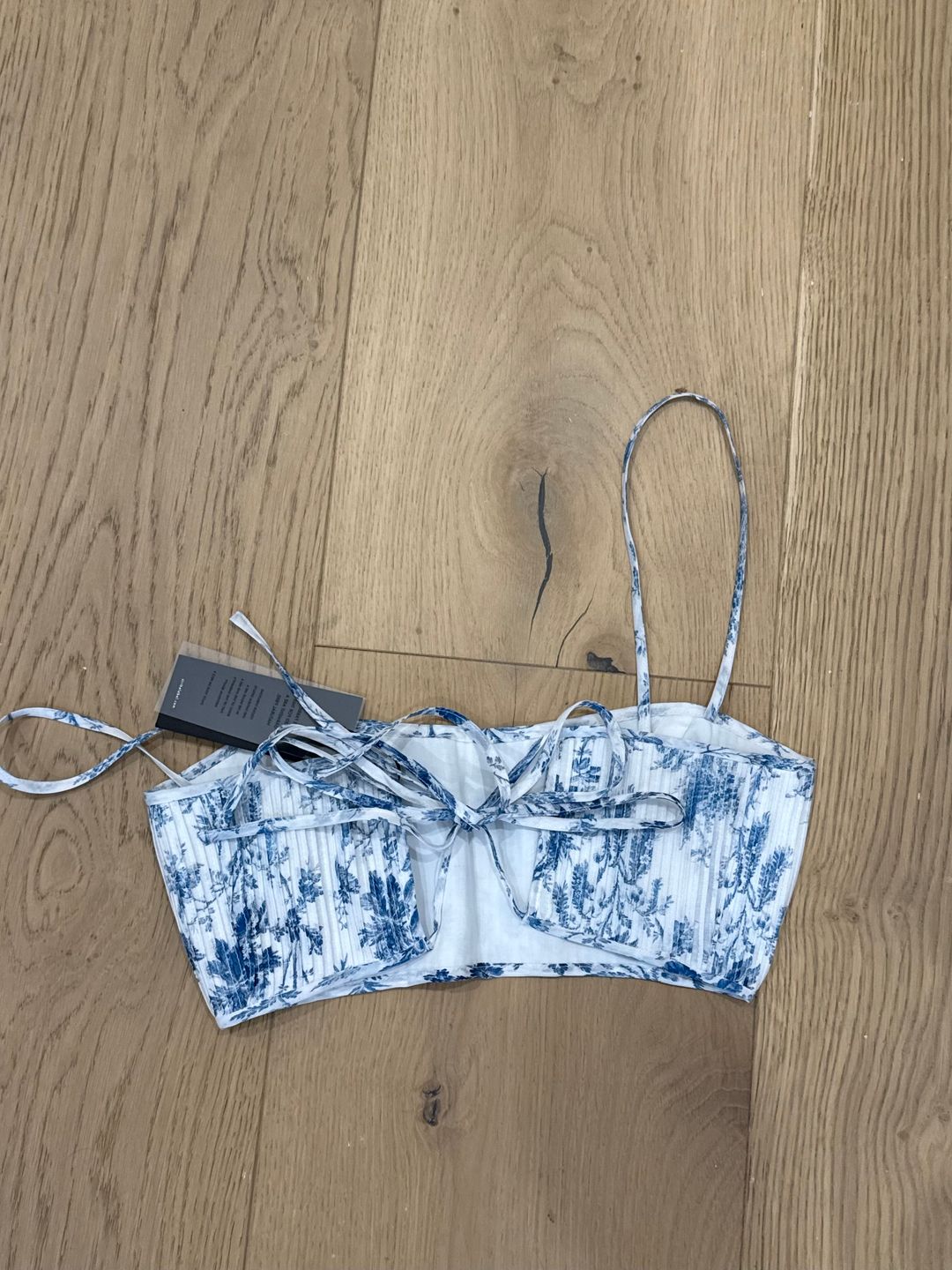 blue and white floral top