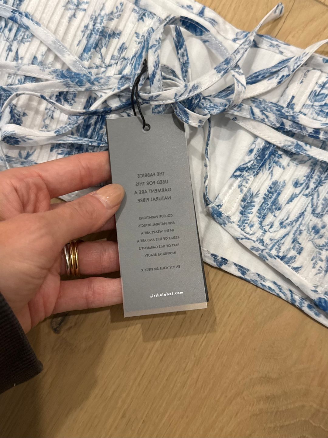 blue and white floral top