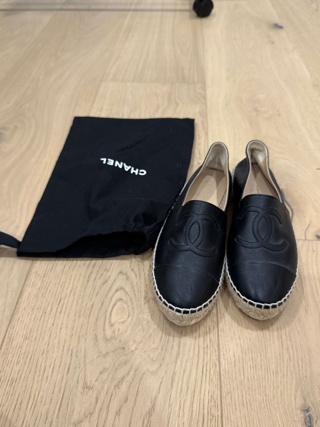 Black Leather Espadrilles