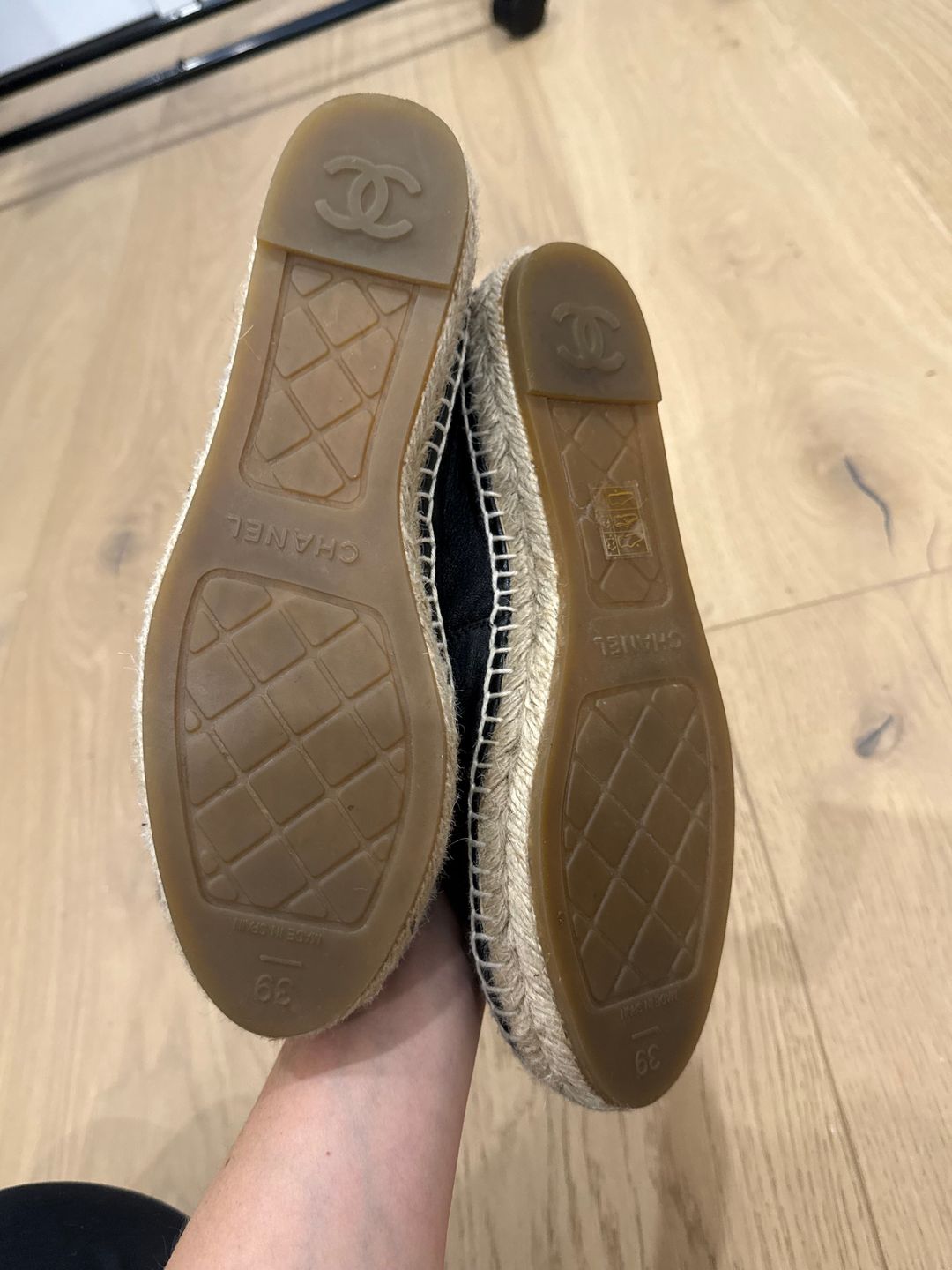 Black Leather Espadrilles