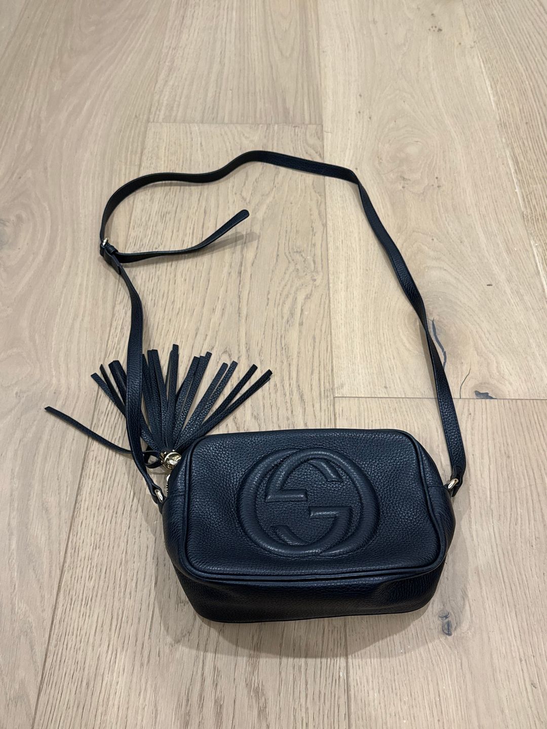 Pebbled Calfskin Small Soho Disco Bag Black