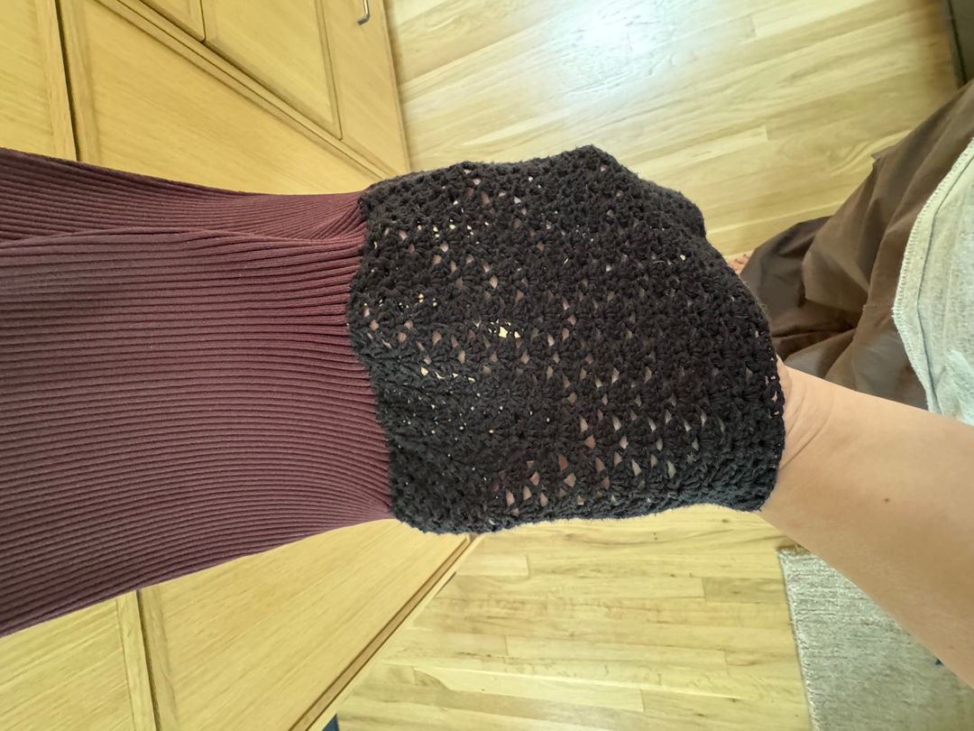 NWT Staud Burgundy knit cut out dress with crochet hem