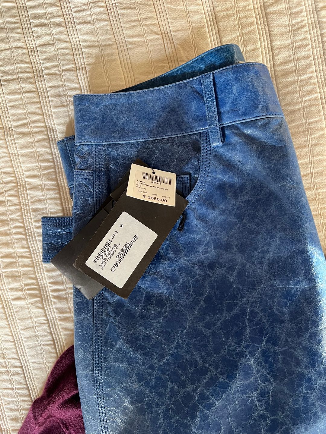 2019 blue leather pants