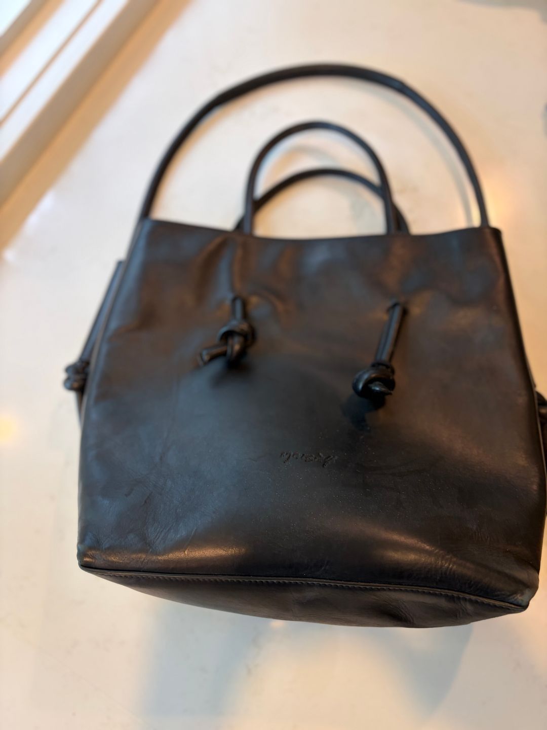 Noda Knotted Tote Bag in Black