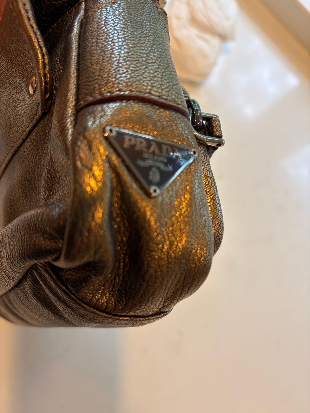 Prada Vintage leather baguette 8”x4”x3