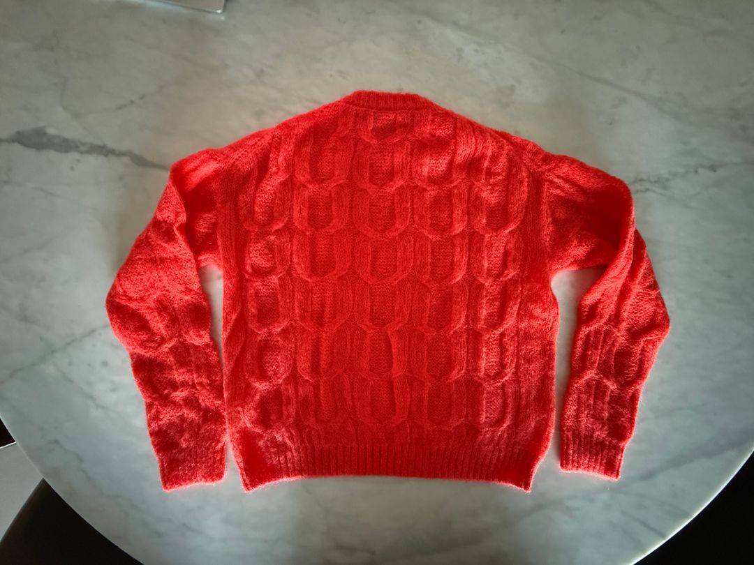 Soft Mohair Cable Crewneck Easy Pullover
