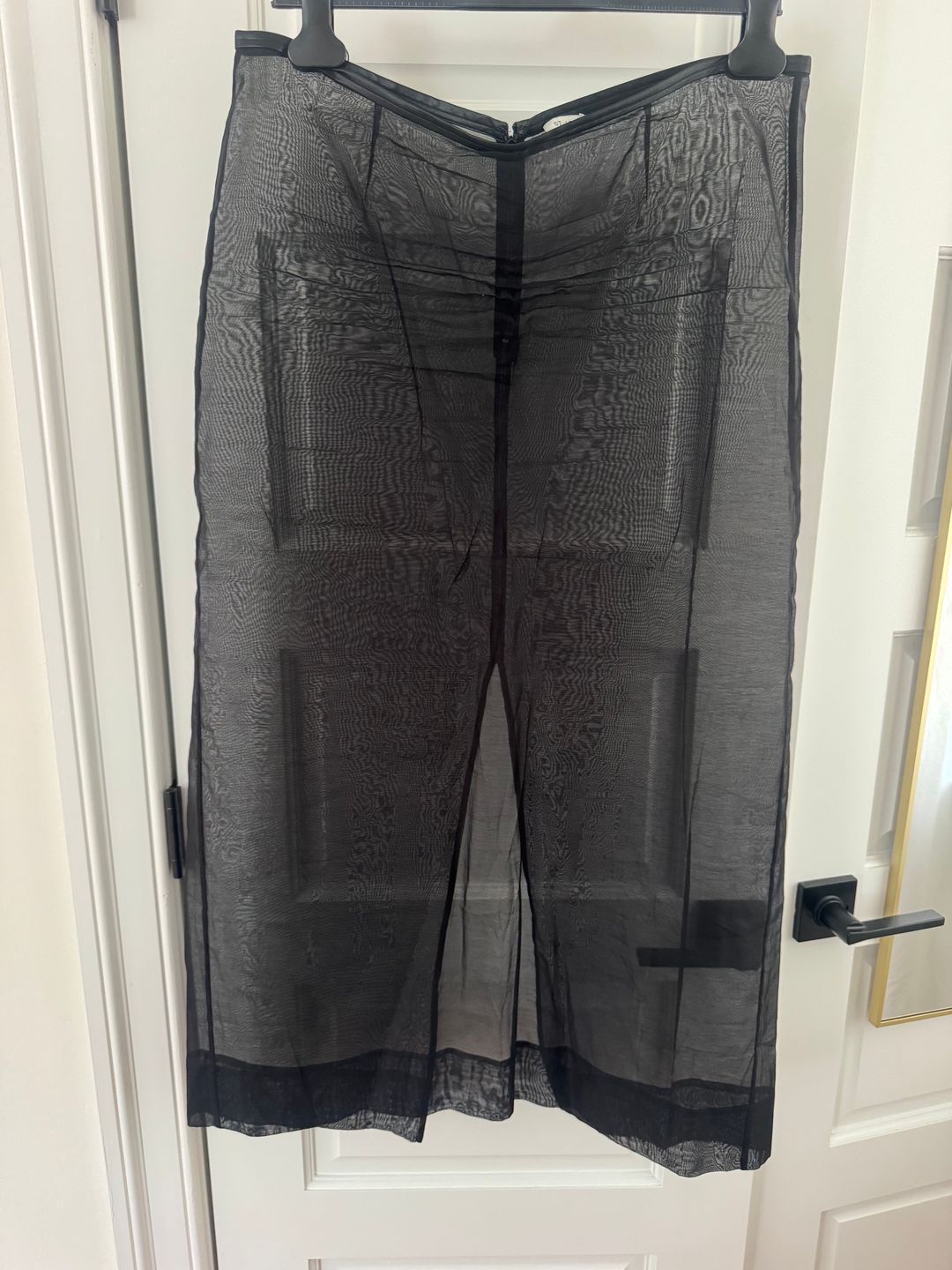 Leather-trimmed organic cotton-blend tulle maxi skirt