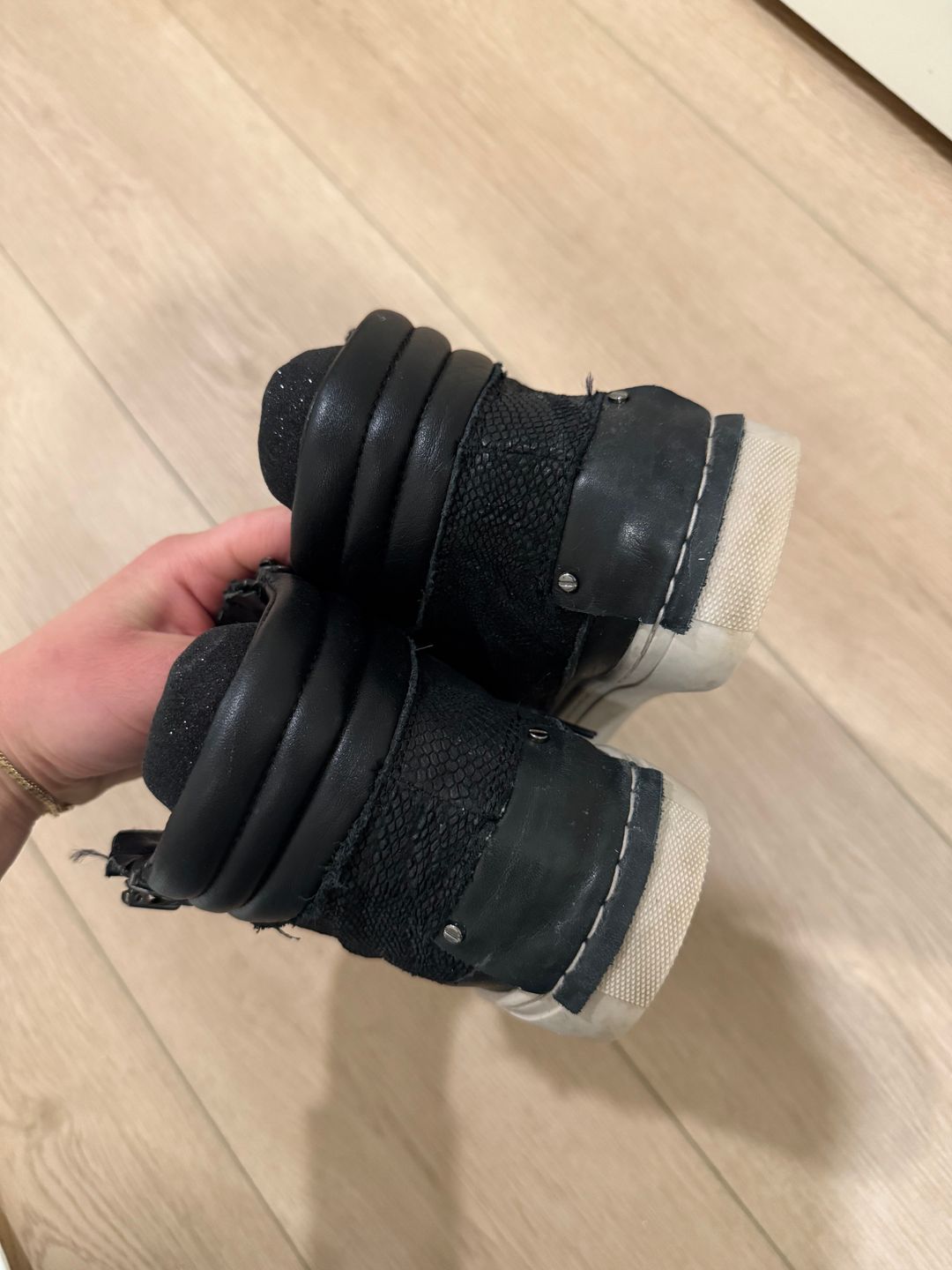 Leather high top sneakers