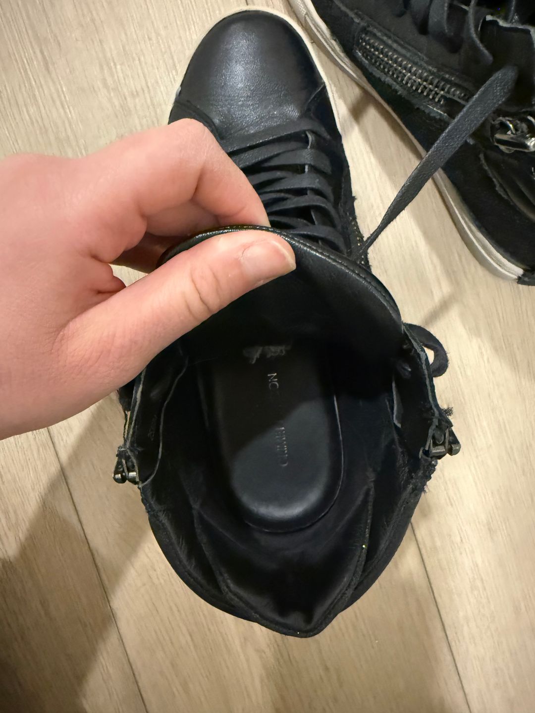 Leather high top sneakers