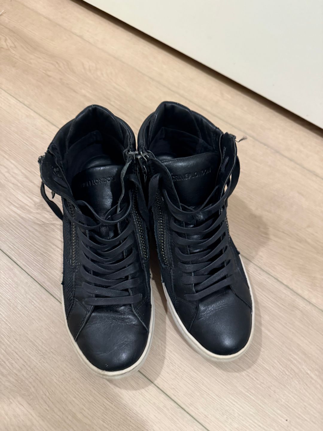 Leather high top sneakers