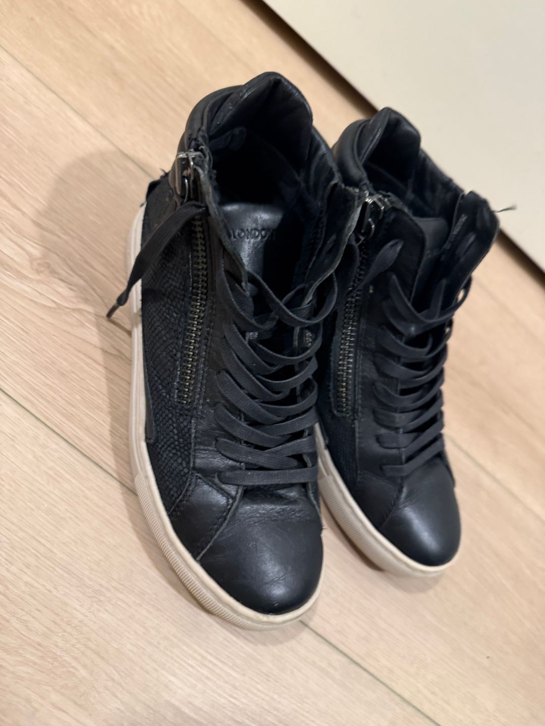 Leather high top sneakers