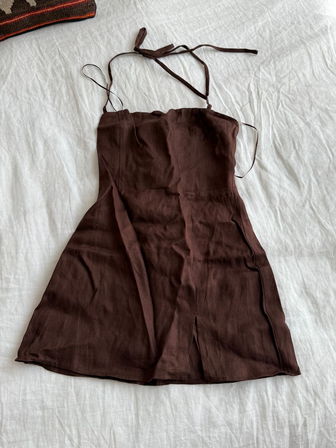 Linda Linen Dress in Brown