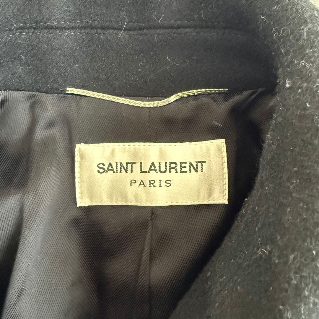 SAINT LAURENT Double-breasted peacoat in wool
