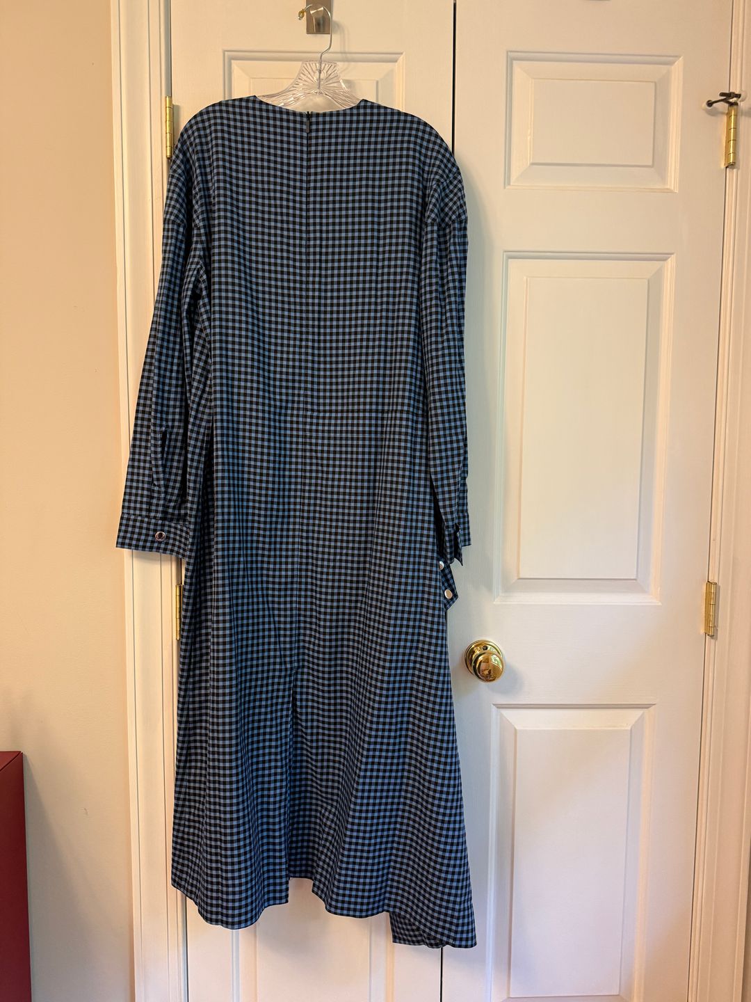 Pascale Gingham Asymmetric Flap Snap Dress