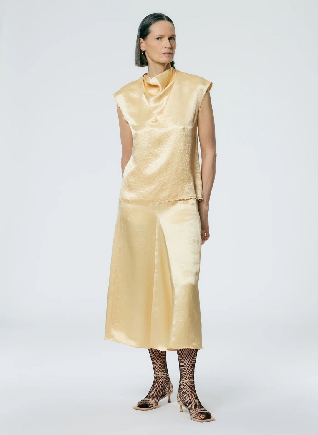 Sion Satin Godet Midi Skirt