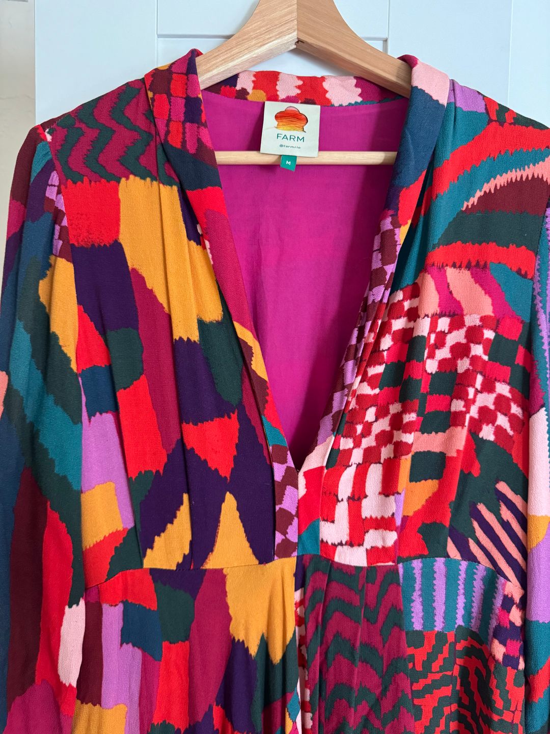 Farm Rio Farm Rio Red Abstract Patches Maxi Dress