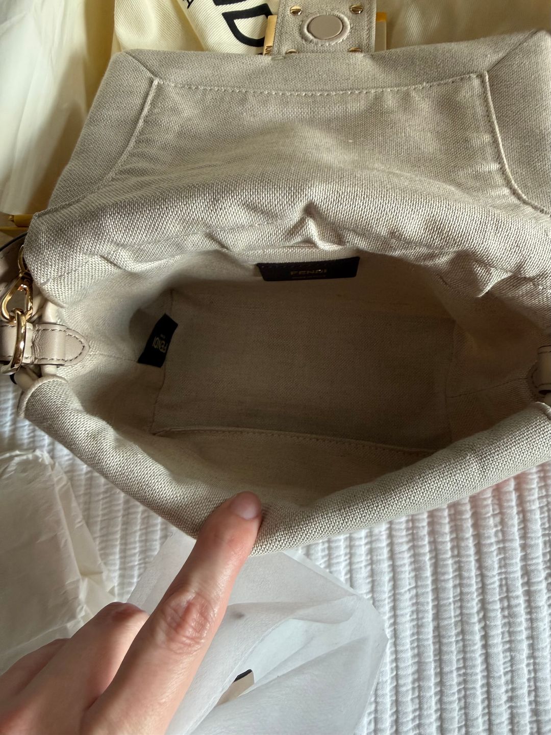 Baguette Canvas Bag with Coral Bandana Embroidery